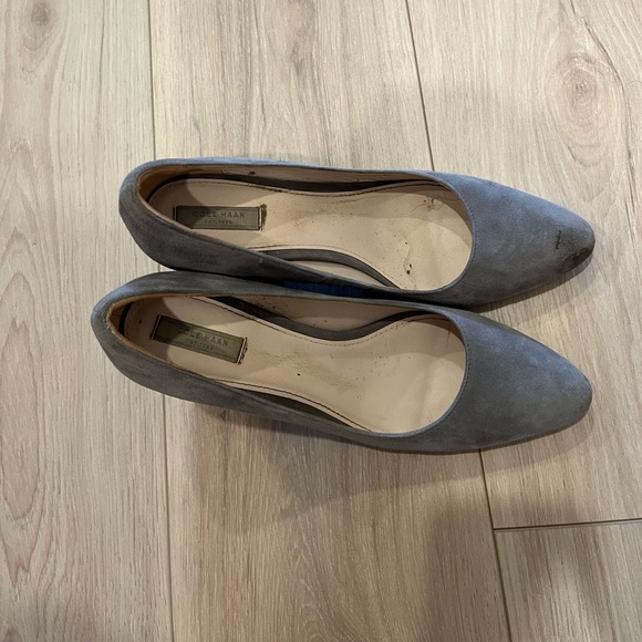 Cole Haan Grey Suede Block Heels - Picture 2 of 4